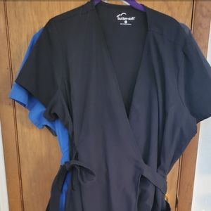 XL Black Buttersoft wrap scrub dress